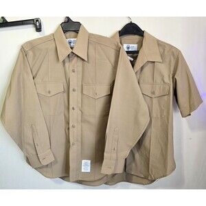DLA Khaki Uniform Shirts Size 16.5x34 & 16 Military Valor Collection